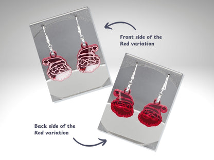 Santa Dangle Earrings: Handmade, Lightweight, Hypoallergenic, Acrylic Christmas Jewelry